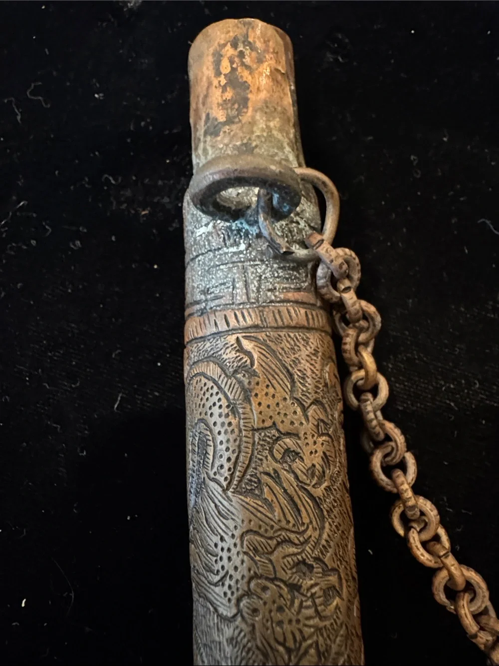 Antique Copper Scroll Holder or Prayer Tube of Asian or Middle Eastern origin